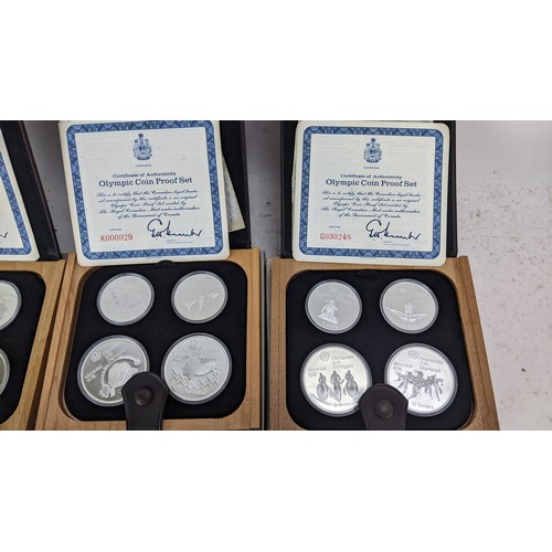 111 - 1976 Canadian Olympics Silver Proof Four-Coin Complete Set of 7, each with original box and CAO,