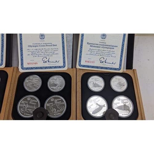 111 - 1976 Canadian Olympics Silver Proof Four-Coin Complete Set of 7, each with original box and CAO,