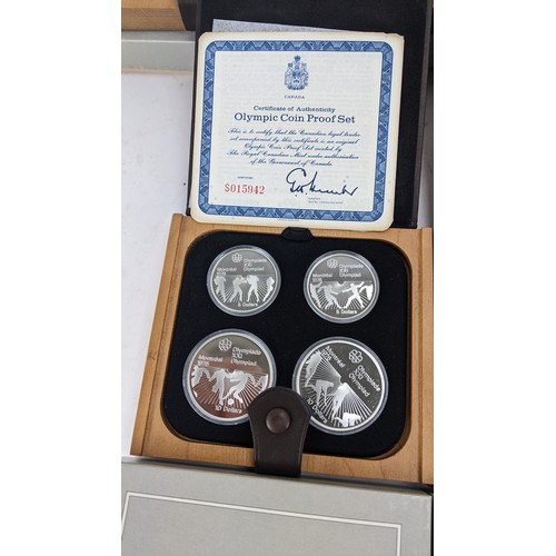 111 - 1976 Canadian Olympics Silver Proof Four-Coin Complete Set of 7, each with original box and CAO,