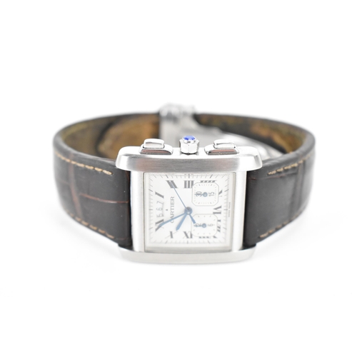 1 - A Cartier Tank Francaise, chronograph, quartz, gents, stainless steel wristwatch, having a square di... 