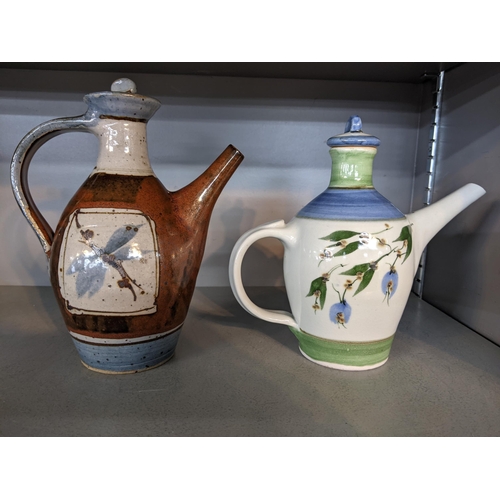 40 - Studio pottery to include two wine flasks, a lidded pot and bowl in the shape of a duck
Location:1.1