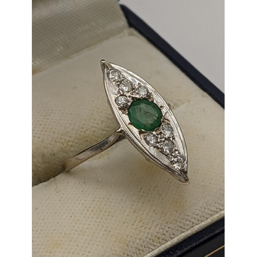 54 - **THIS LOT HAS BEEN WITHDRAWN**
A white metal Art Deco inspired Lozenge shaped ring having a central... 