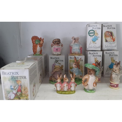 62 - A group of Beswick Beatrix Potter models to include Miss Tiggy Winkles. Location:1.2