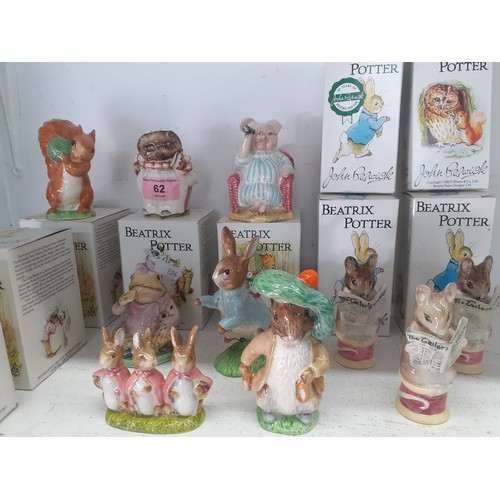 62 - A group of Beswick Beatrix Potter models to include Miss Tiggy Winkles. Location:1.2