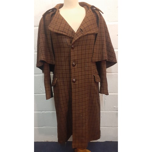 76 - Mixed clothing and accessories to include a vintage brown Sherlock Holmes style coat A/F, approx 40