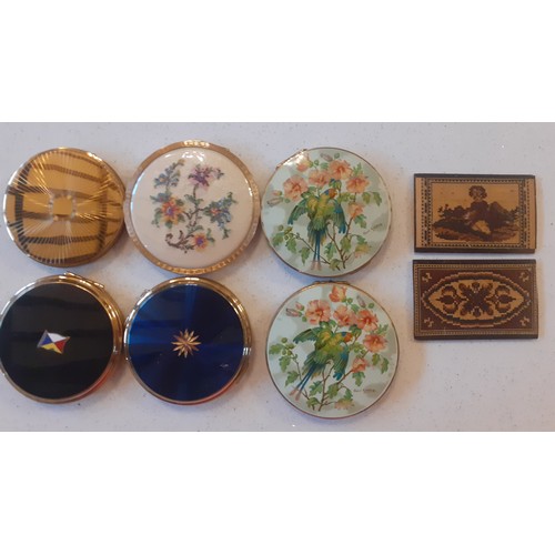 83 - A group of 6 vintage Stratton gold tone compacts to include 2 having a Cecil Golding design of a par... 