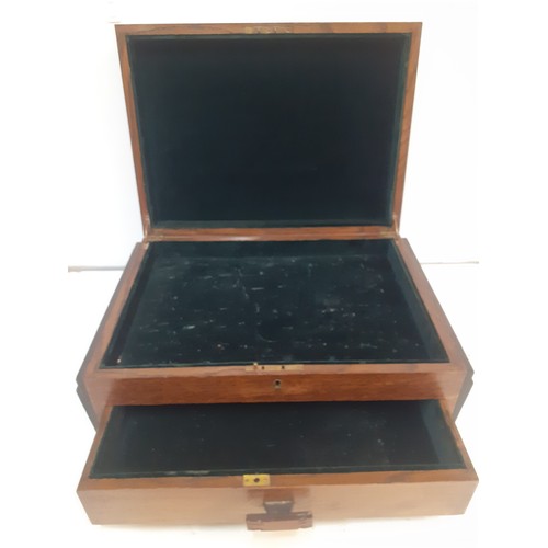 84 - An Art Deco oak jewellery box having one drawer and hinged lid, both lined in velvet, 45cm wide x 29... 