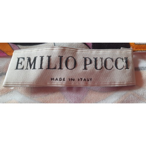 1 - Emilio Pucci-A silk mix midi length Grecian style dress having a drawstring waistband and a geometri... 