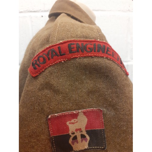 98 - A Royal Engineers brown battledress blouson jacket size 10 manufactured by B.Bloom Ltd. Location:Rai... 