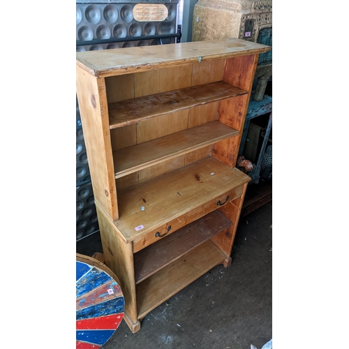 190 - A reformed pine dresser with two shelves over a drawer and two shelves, 153cm h x 84cm w
Location: B... 