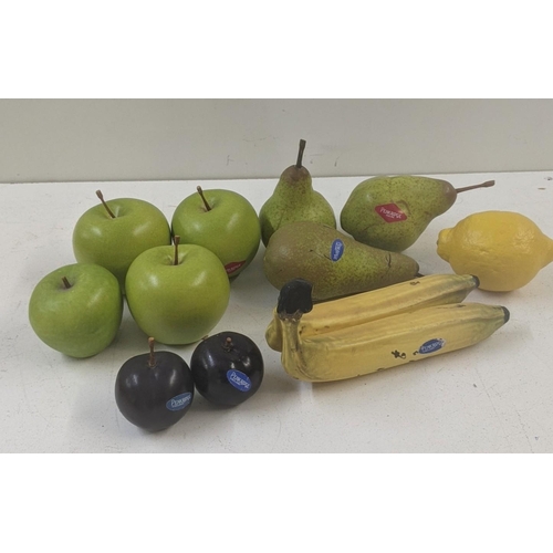 71 - A group of Penkridge model fruit to include four apples, three pairs, two bananas, two plums and a l... 