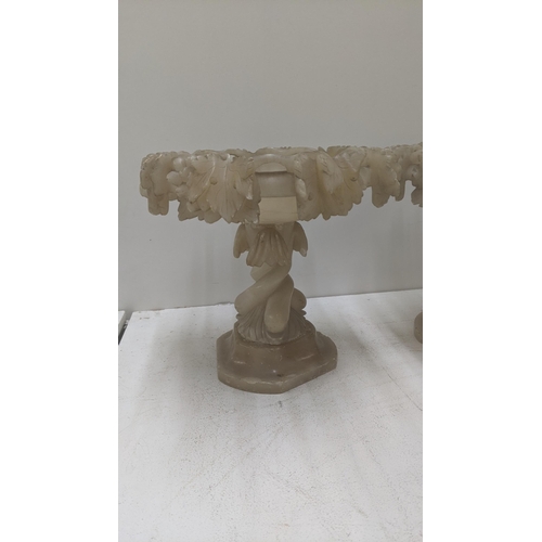 85 - A mixed lot to include two 19th century carved alabaster table centrepieces A/F, together with mixed... 