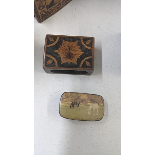 89 - 19th century and later items to include a Victorian snuff box decorated with horses, a matchbox case... 