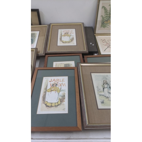 91 - A large quantity of framed and glazed prints to include 11 prints by KYD, mixed etchings, floral pri... 