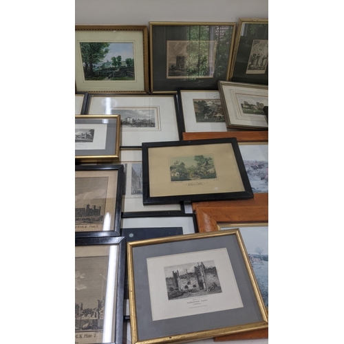 91 - A large quantity of framed and glazed prints to include 11 prints by KYD, mixed etchings, floral pri... 