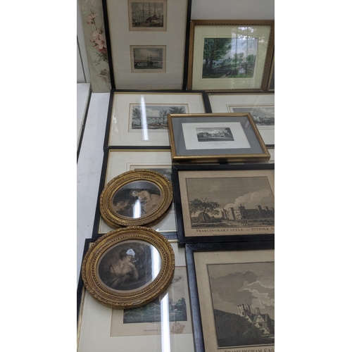 91 - A large quantity of framed and glazed prints to include 11 prints by KYD, mixed etchings, floral pri... 