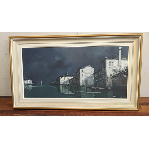 97 - Marco Foscarini - a Venetian night scene, oil on canvas, 41cm x 81cm framed
Location:A3F
If there is... 