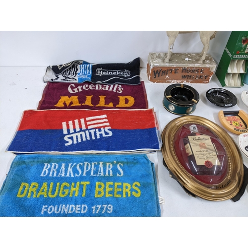 118 - Breweriana, a collection of 20th century bar towels, ashtrays, ceramics and other items
Location:A2M... 