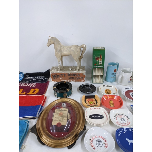 118 - Breweriana, a collection of 20th century bar towels, ashtrays, ceramics and other items
Location:A2M... 