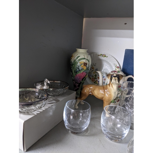 145 - A mixed lot to include cut table glass ware, Sode limited edition The Millenium Achievements bowl, n... 