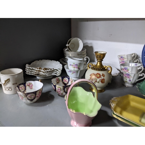 169 - A mixed lot of Victorian and later part tea sets, studio pottery to include an Isle of Wight jug, Ro... 