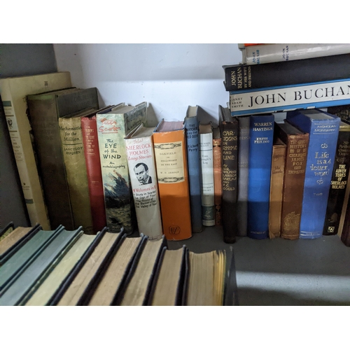 250 - A quantity of books to include eight Len Deighton books, some 1st edition, Sherlock Holmes, John Buc... 