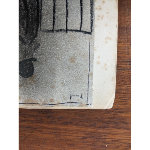 266 - A pencil drawing of a figure by a fence signed L S Lowry and dated 1947 Location: R1-3
If there is n... 