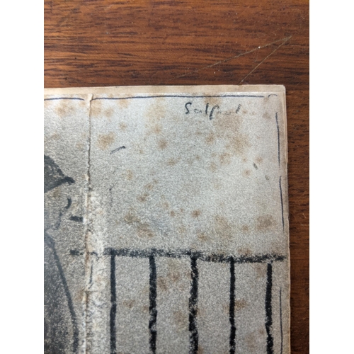 266 - A pencil drawing of a figure by a fence signed L S Lowry and dated 1947 Location: R1-3
If there is n... 