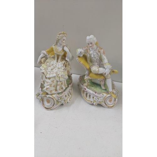 365 - 19th century and later porcelain figures to include a Derby figure of a boy A/F, together with a sce... 