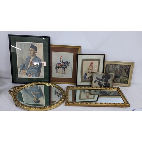 427 - Mixed pictures to include a Ken Howard signed limited edition print, together with two gilt moulded ... 