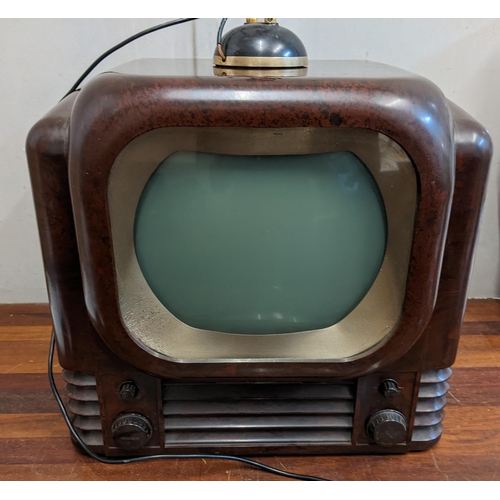 48 - A circa 1950s Bush TV 22 Bakelite television can be used to watch DVDs with a converter along with a... 