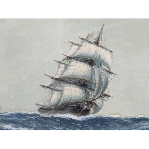 9 - A watercolour depicting a two mast vessel in full sail in choppy water, signature R.Heddon to the lo... 