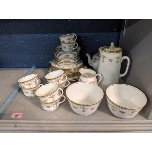 93 - An Aynsley Bridgwood tea and coffee service to include cups and saucers with a tea and coffee pot Lo... 