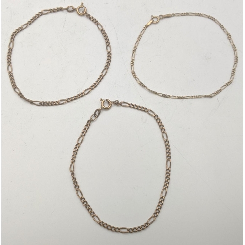 25 - Three 9ct gold Figaro style bracelets total weight 6.4g
Location: CAB 8
If there is no condition rep... 