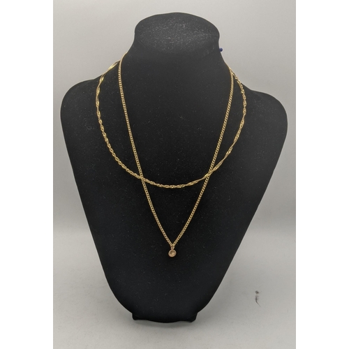 26 - Two 9ct gold necklaces to include a twisted style necklace with chain link necklace with a very smal... 