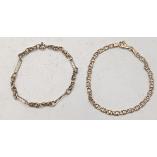 29 - Two 9ct gold ladies bracelets to include anchor link bracelet and one other total weight 8.7g
Locati... 