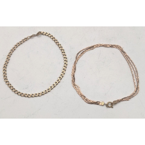 31 - Two 9ct gold ladies bracelets to include a three strand bracelet together with one other total weigh... 