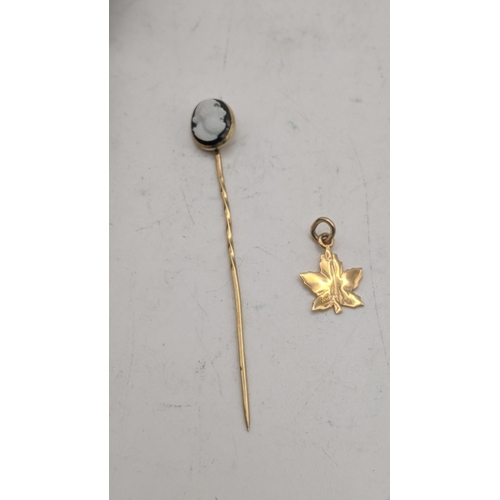 42 - 14ct gold and yellow gold tested as 14ct gold to include a 14ct Art Deco stick pin set with a diamon... 