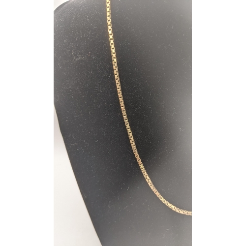 5 - A 9ct gold box link necklace 10.4g, 46cmL

Location: CAB 3
If there is condition report shown, pleas... 