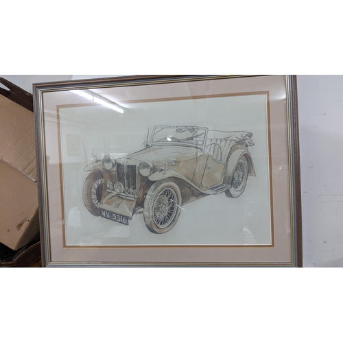 26 - A view of an MG TC drawing and Keith Broomfield - a Spitfire commemorating the 40th Anniversary of t... 