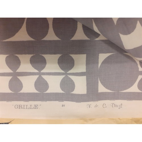 43 - A bolt of 1966 Heal & Son grey 'Grille' cotton fabric designed by J de C.Dingl having a geometric de... 