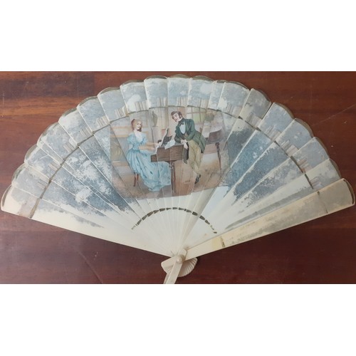 112 - Mixed vintage accessories to include a fan, a pair of Edwardian cream kid leather elbow length ladie... 