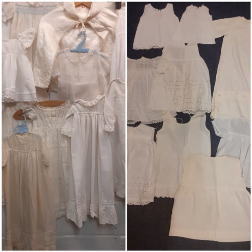 110 - A quantity of vintage baby and young children's white and cream clothing to include a christening dr... 