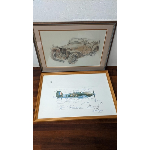 26 - A view of an MG TC drawing and Keith Broomfield - a Spitfire commemorating the 40th Anniversary of t... 