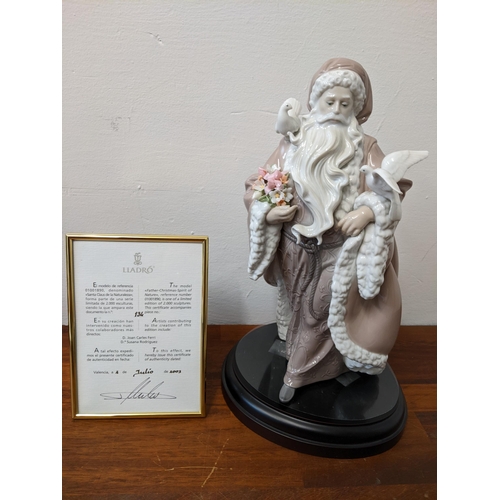 398 - A Lladro 'Father Christmas Spirit of Nature' 1890 of 2000, sculpture on plinth with certificate and ... 