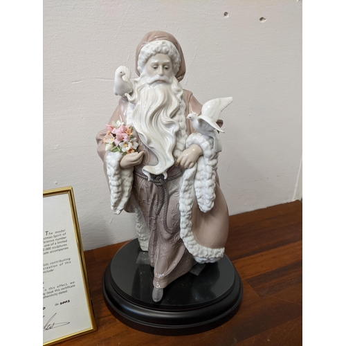 398 - A Lladro 'Father Christmas Spirit of Nature' 1890 of 2000, sculpture on plinth with certificate and ... 