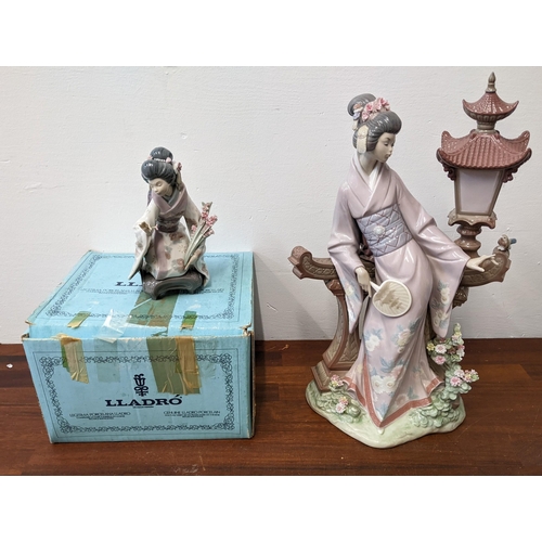 409 - Lladro 'Geisha in Garden' porcelain figurine, unboxed with a boxed Lladro 'Geisha Girl' figure
Locat... 