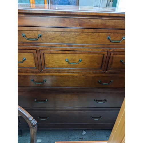 486 - A Wills and Gambier reproduction mahogany side chest of drawers, single narrow long drawer, above th... 