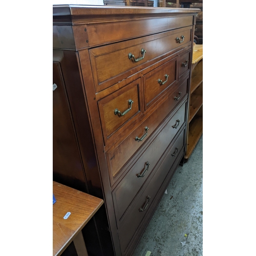 486 - A Wills and Gambier reproduction mahogany side chest of drawers, single narrow long drawer, above th... 