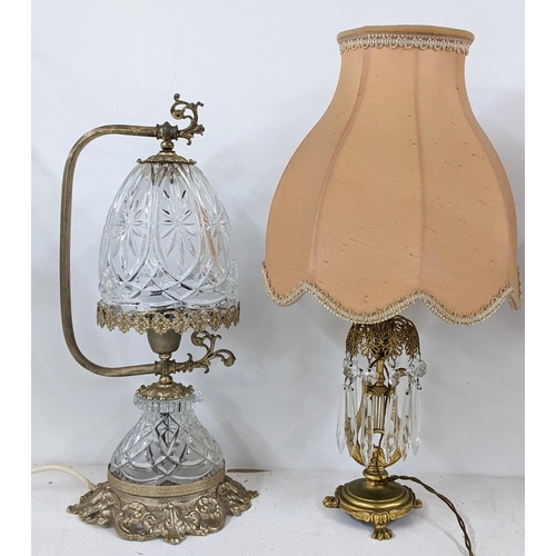 503 - Two gilt metal French table lamps including an early 20th century drop example with lyre centre
Loca... 